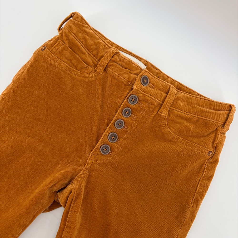 Anthropologie Pilcro High Rise Skinny Button Fly Corduroy Rust Women's 27 Pants